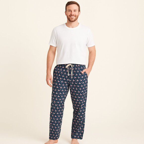 Vineyard Vines Navy Blue Christmas Whale Pajama Pants - Size Medium - Picture 1 of 8